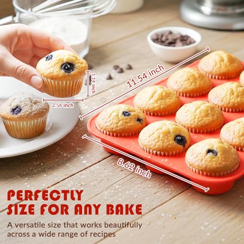Image of HKNMTT 2Pcs Silicone Muffin Pans for Baking 12Cups BPA-Free Egg Bites Mold