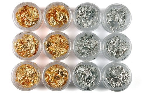 Asien 12 Bouteilles Or Argent Feuille Paillettes Flake Nail Art BRICOLAGE Décoration Acrylique UV Gel