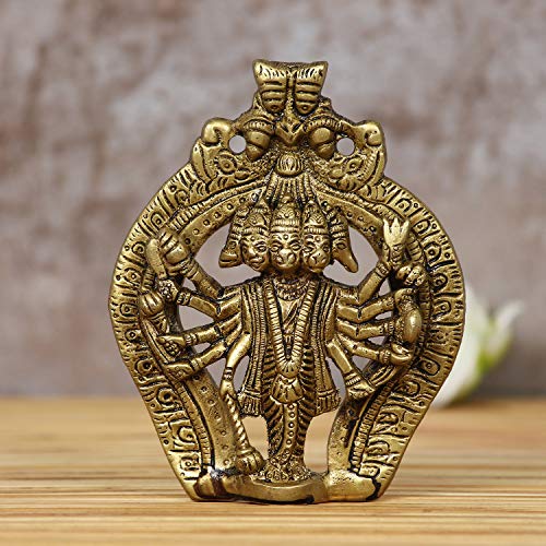 Image of eCraftIndia Panchmukhi Lord Hanuman Brass Idol Statue (BGO902)