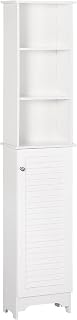 HOMCOM Tall Bathroom Cabinet Storage Cupboard Floor Standing Home Bathroom Furniture w/ 6 Shelves 165H x 34W x 20D cm White