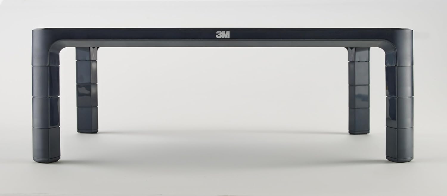 3M Adjustable Monitor Stand for Monitors and Laptops, Three Leg Segments Simply Adjust Height from 1.7" to 5.5", Holds up to 20 lbs, 13.6 in Clearance Between Legs for Storage, Black (MS85B)