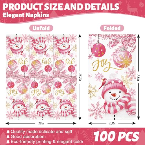 Servilletas de papel desechables para cena de Navidad color rosa 2