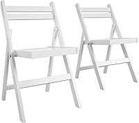 Vista 1 de Cosco Productos COSCO XL Silla plegable con respaldo de listones de madera, paquete de 2, color blanco