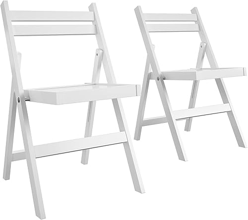 Miniatura 1 de COSCO XL Silla plegable con respaldo de listones de madera paquete de 2 color blanco