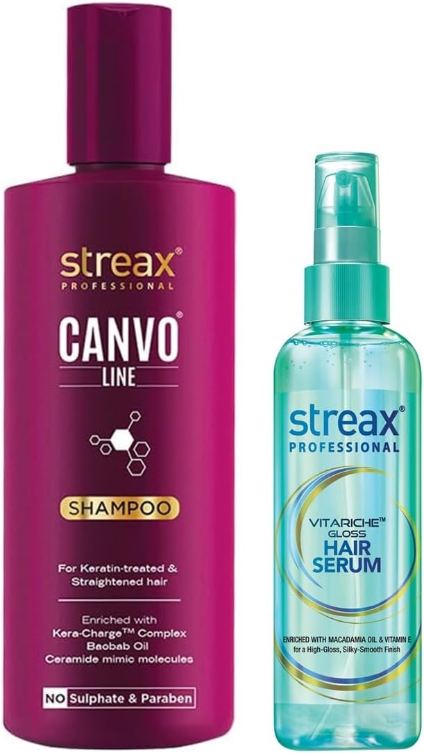 Canvoline Straightening Post Care Shampoo for Women 300ml Vitariche Gloss Hair Serum (200 ml)