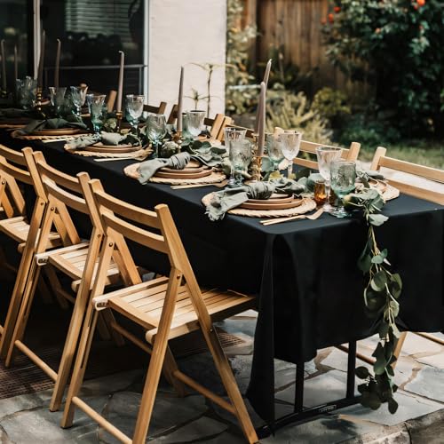 8 Pack Black Tablecloths 60x102 Inch Table Cloths for 6 Foot Rectangle Tables, Wrinkle Resistant Washable Rectangular Fabric Table Cover for Dining Wedding Banquet Camping Party - Image 3