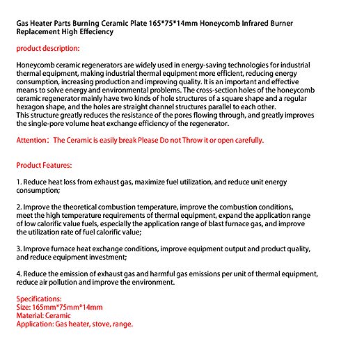 Meter Star Hocheffiziente Gasheizung Teile brennende Keramikplatte 17,5 x 7,5 x 1,4 cm Wabenbrenner-Ersatz