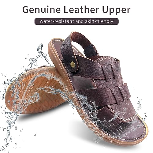 ZLUXURQ Mens soft leather hiking outdoor sandals-Luxury Casual Beach Sandals2