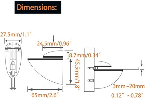 Miniatura 2 de Soportes de estante de vidrio ajustables, 2 soportes de montaje de estantes de vidrio, soportes de pared para estantes de vidrio, color negro