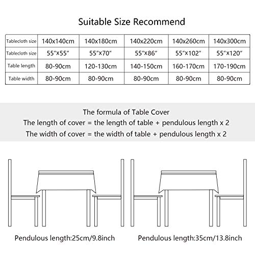 Mokani Washable Cotton Linen Solid Embroidery Checkered Design Tablecloth, Rectangle Table Cover Great for Kitchen Dinning Tabletop Buffet Decoration (55 x 94 Inch, Brown)