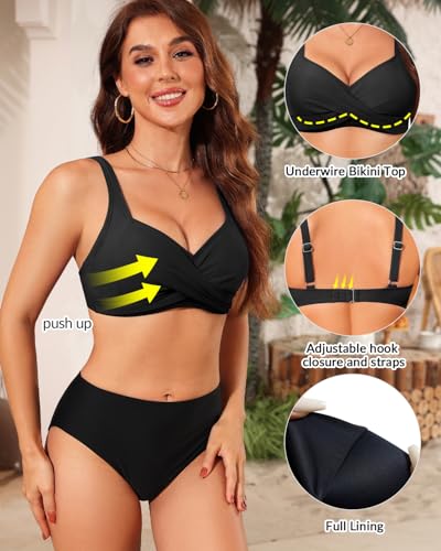 Image of Yonique Women Underwire Bikini Top - 2026 Push Up Swimsuit Tops Padded Bra Bahting Suit