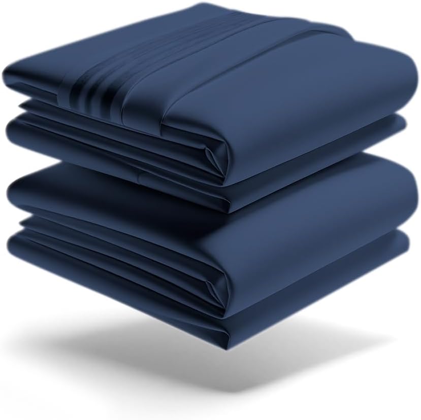 MezzatiBrushed Microfiber Bed Sheet Set - Ultra Soft and Lightweight for Ultimate Sleep Comfort, Wrinkle Free and Color Fade Resistant, 4 Piece Set (Blue,Queen Size)OEKO-TEX STANDARD 100