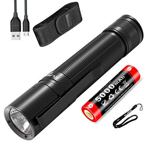 Klarus E3 Tactical Flashlight 2200 lumens Water Resistant Tail Dual Switch EDC Rechargeable LED Powerful Flashlights for Camping Hiking Daily Use,with 21700 Battery and Tidusky Battery Case