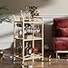 TUTOTAK Bar Cart, Home Bar Serving Cart with 3-Tier Mirrored Shelf, Wine Cart, Mobile Kitchen Shelf, Gold BC01BB034