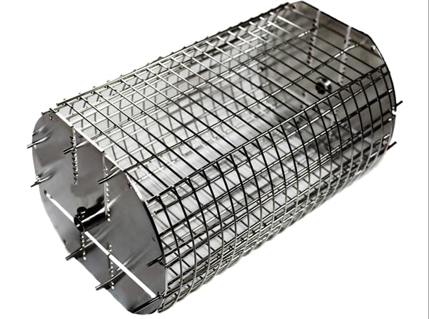 OneGrill Performer Series Universal Fit Grill Rotisserie Spit Rod Basket; Stainless Steel Tumble & Flat Basket in One.(Fits 1/2 Inch Hexagon & 3/8 Inch Square Spits)