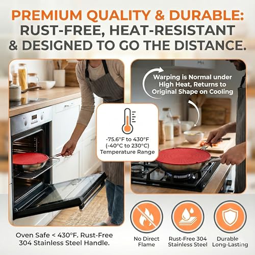 Silicone Splatter Screen for Frying Pan, 13” Red – Folds Flat with Sleeves, Dishwasher Safe Grease & Oil Splatter Guard, Heat Resistant Splash Guard Fits 10–12” Pans, Most 13” Skillets - image 8