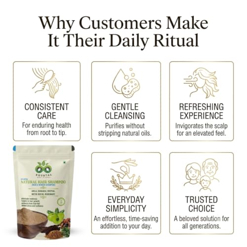 Image of Natural Hair Wash Powder | The Extended Care Ritual | Amla, Reetha, Shikakai, Methi & Rosemary Blend | Sulphate-Free Powder Shampoo Alternative | Helps Reduce Hair Fall & Dandruff | Supports Stronger, Healthier Looking Hair | 800 g ( Pack of 4)