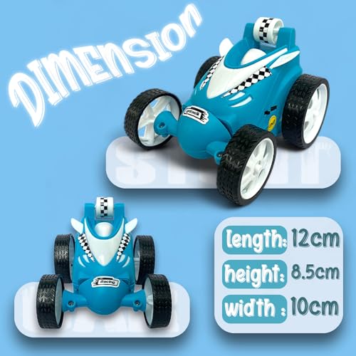 Image of 360 Degree Rechargeable Remote Control Small Stunt Car Toy for Kids, 4WD RC Off-Road Rock Crawler Vehicle for Boys & Girls, Anti-Skid Rubber Tires for Indoor Outdoor Play, Blue, 368