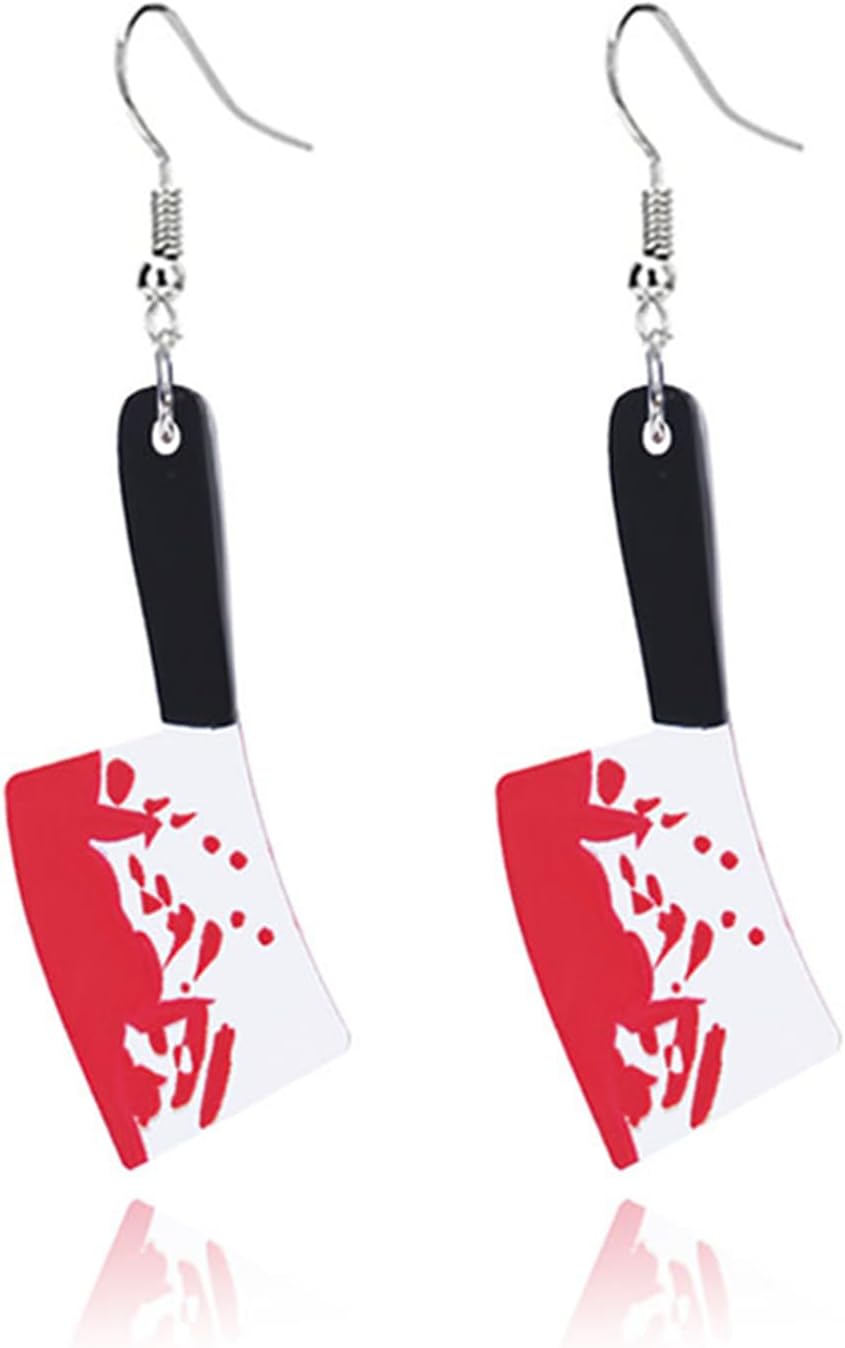 Horror Skeleton Knife Acrylic Dangle Drop Earrings for Women Punk Unique Gothic Earrings Gothic Knives Dangling Charm Funny Earring Hip Hop Halloween Jewelry Gifts image 3