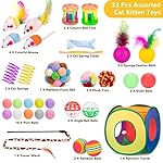 Retro Shaw Cat Toys Pack 33 PCS, Interactive Kitten Toys for Indoor Cats Kitty with Collapsible Play Tunnel Tube Tent Feather Wand Teaser Bell Fuzzy Ball Springs Mouse Toys - Image 2