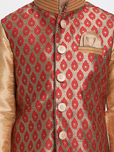 Image of VASTRAMAY Black Cotton Silk Blend Boys Nehru Modi Jacket