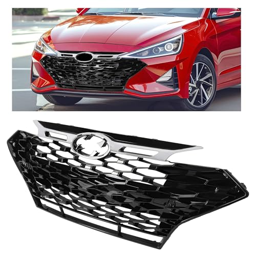 JMTAAT Grille Compatible with 2019 2020 Hyundai Elantra Sport Sedan HY1200246 86350F2NA0 Front Grill Plastic(ABS) Painted+Chrome (Black+Silvery)