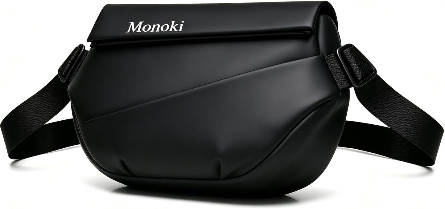 Monoki Crossbody Sling Bag for Men Women, Waterproof Chest Backpack with Adjustable Strap,Large Capacity Casual Shoulder Bag for Daily, Travel, Hiking, Work