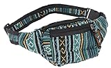 Abmessungen: 14*22*5 cm, Festival Gürteltasche aus tollem Webstoff mit drei separaten Taschen