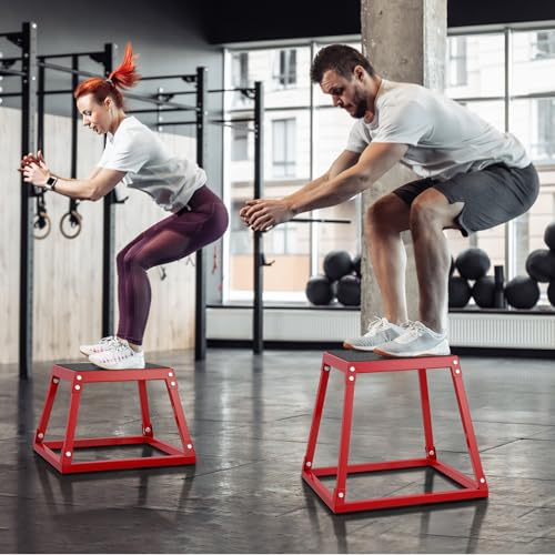 VEVOR Plyometrische Sprungbox, 458 mm Plyo-Box, Plyometrische Plattform Plyobox Rot, Rutschfeste Fitness-Übungs-Step-Up-Box für Heimtraining, Konditions-Krafttraining, Gesäß, Oberschenkel Trainieren