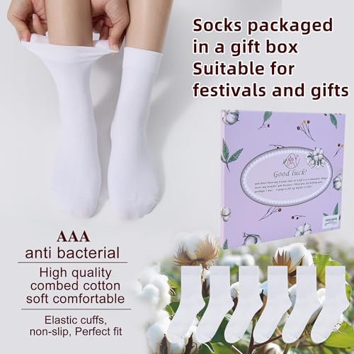 Image of Corlap Women's Thin Cotton Socks - 6Pairs Bootie Above Ankle Crew Socks-Gift Box