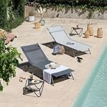 2er Set Sonnenliegen Miami II Gris Galet