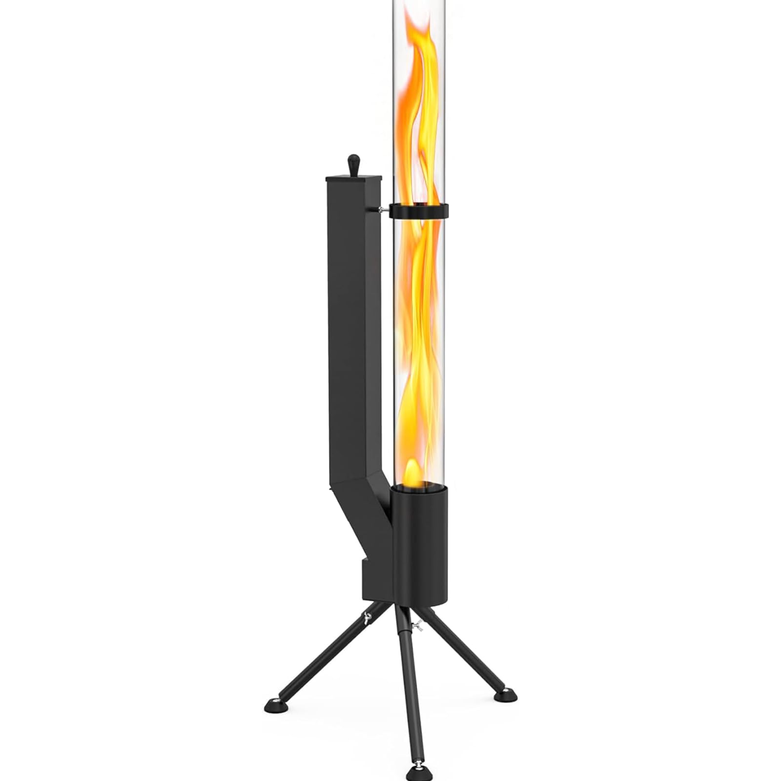 Kit Pellet Torch avec Tube en Verre Cheminée Extérieur pour Terrasse Ecoénergétique Brûleur Durable Fonctionne 2 Heures avec 28 kg de Granulés en Fer et Verre Borosilicaté