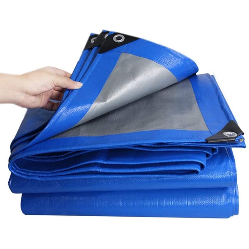 Telo occhiellato pesante 200 g/m2, telone blu ideale per copertura piscina, copritutto protettivo impermeabile per esterni m 6x10