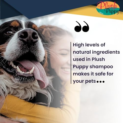 Image of PLUSH PUPPY Dog Shampoo For Short Coated Breeds, Shinny Coat Maintains Overall Skin Health Paraben Free No Artificial Fragrance All Purpose Shampoo With Henna 100 Milliliter