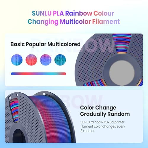 Image of SUNLU Rainbow PLA Filament 1.75mm, Multicolor Gradient 3D Printer Filament, Neatly Wound 3D Printing Filament, Dimensional Accuracy + /-0.02mm, 1KG Spool(2.2 lbs), Rainbow PLA 02
