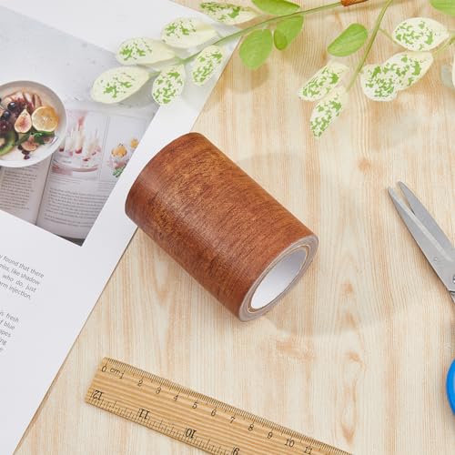 Image of Wood Grain Tapes 3inchx15feet Durable Multi-Use Adhesive Patch Self Adhesive Wood Grain Repair Patch Wood Colored Stickers Brown Upholstery Wood Duct Tape for Doors Floor Furniture