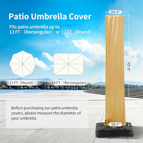 MEVBC Cantilever Patio Umbrella Cover with Zipper and Pole, Khaki by MEVBC - Used condition - Image 3