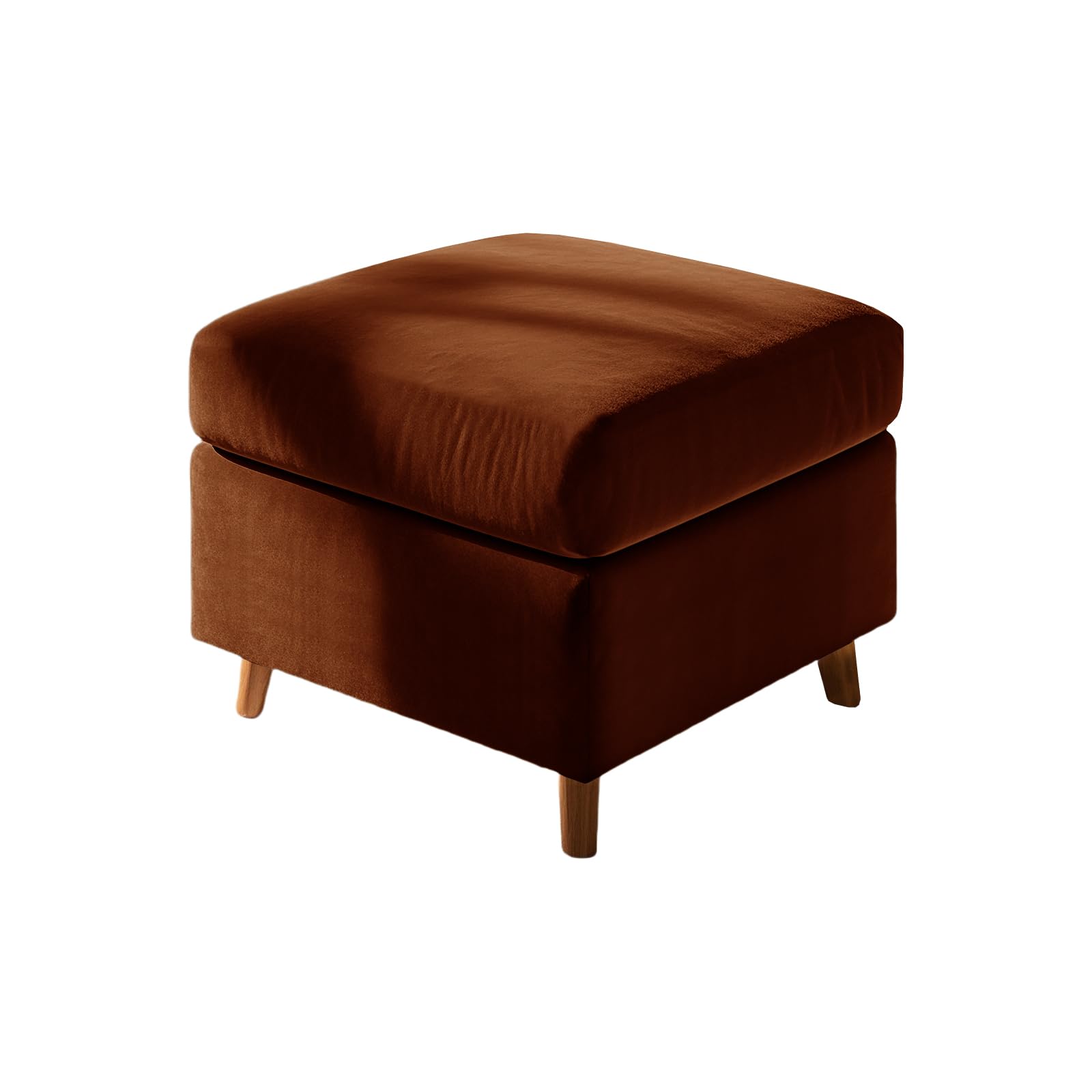 UNBBRRL Footstool Cover with Cushion Cover, Velvet Ottoman Protector Covers, Removable Pouffe Cover with 4 Ties for Living Room (Sunset,Square S+Cushion S(2pcs)) — image 1