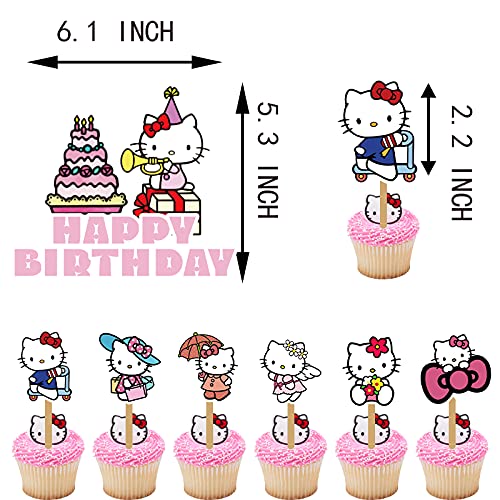 Kawaii Kitty Birthday Decorations，Kitty Cat Birthday Party Supplies-Include Birthday Banner Cake Toppers Balloons,Kitty Theme Birthday Party Decorations (Bd-Kitty) #TOP1