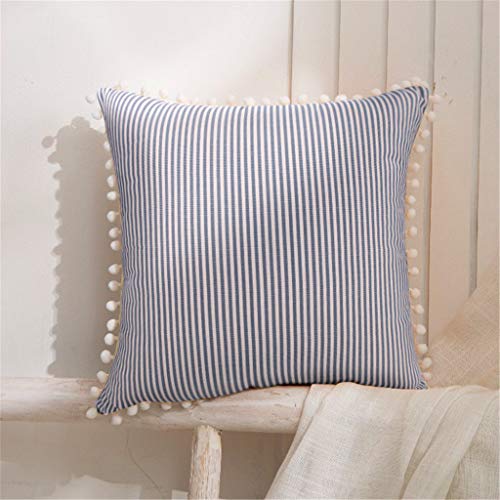 Home Decoration Pillow Decorative Striped Cushion Linen Cover Pillow Cover for Couch Sofa Beding Decor, 18 x 18Inche