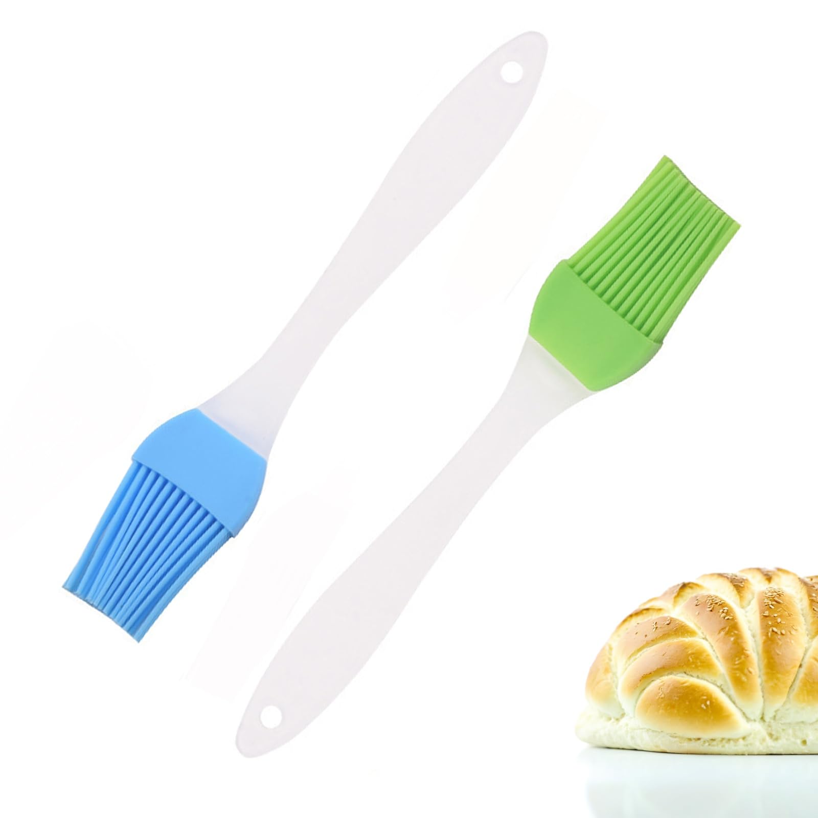 2 PCS Silicone Pastry Brushes for Baking, Cooking, Basting, Barbecue, Oil, Sauce, Dough, Easy Clean, Heat Resistant, Flexible,Blue & Green