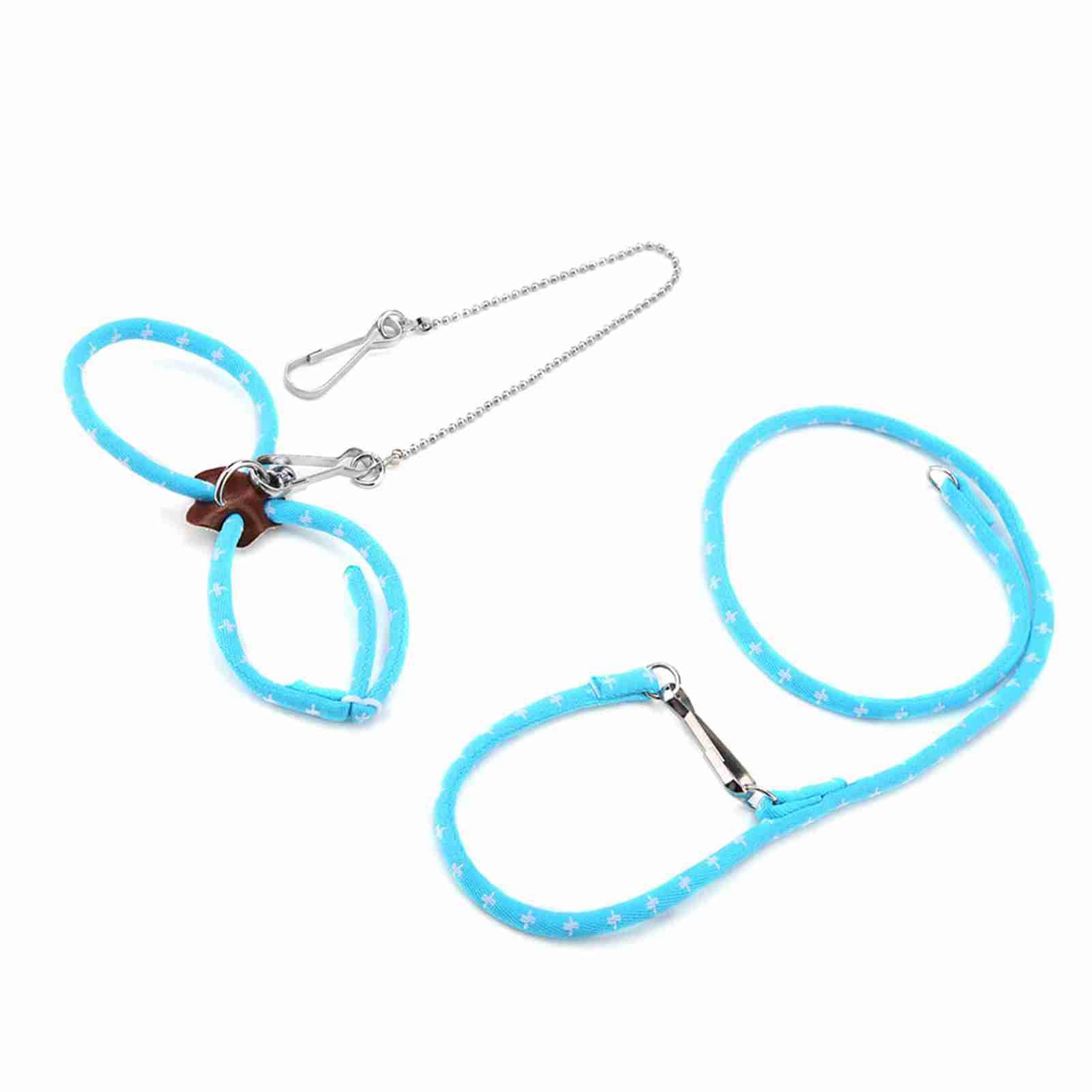 Hamster Harness, Harness,80cm/31.5in Small Animal Ing Leash Pet Adjustable Rat Training Harnesses Chin a Vest and Set Soft Rope for Outdoor Walking() Lead with (Blue)