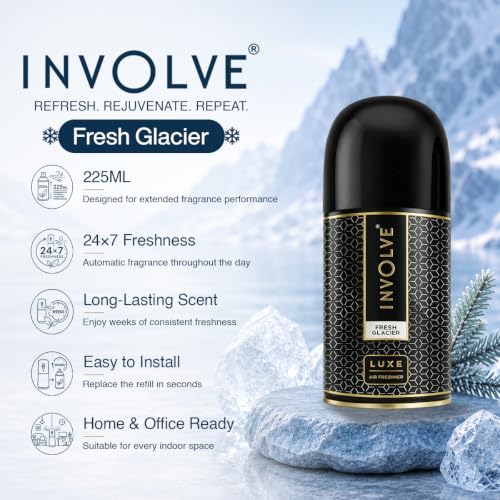 Image of Involve Luxe Fresh Glacier Automatic Room Freshener Refill | 2200 Sprays Guaranteed | Lasts up to 60 Days (225ml) | Automatic Home Fresheners | Long Lasting Fragrance