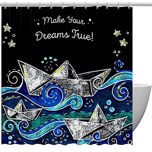 Rideau de douche nautique 183x183 cm imperméable avec 12 crochets