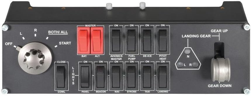 Saitek Pro Flight Switch Panel, Professional Simulation Switch Controller, LCD Display, Five-Position Magneto Dial, Realistic Gear Control, USB, PC - Black