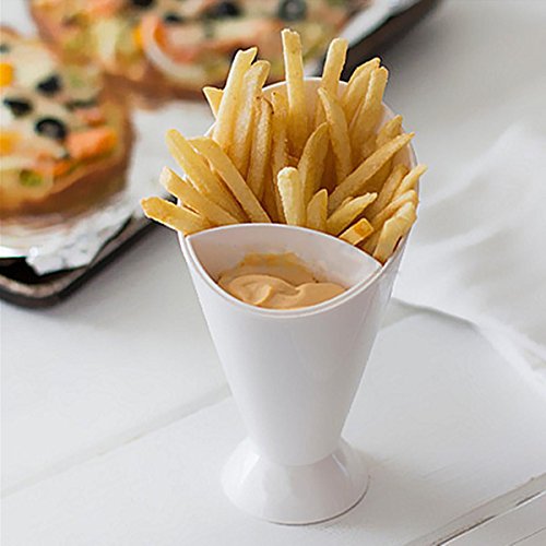 Whosee Snack Cone Holder, WCIC 2-Pack Fries Chips Dipping Cups Finger Food Salad Stand with Removable Dip Cup