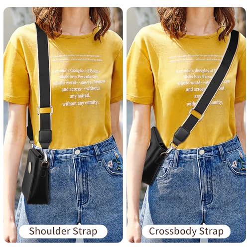 Image of Hamdecro Purse Straps Replacement Crossbody, Universal Wide Shoulder Strap for Bags Adjustable Straps for Handbags, Silver Buckle - Black