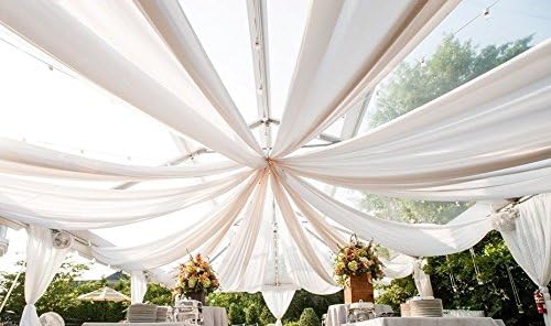 USA. Sheer Voile fabric, is a 118" wide width for curtains and event decorations, sold by yard (5yds, red)
