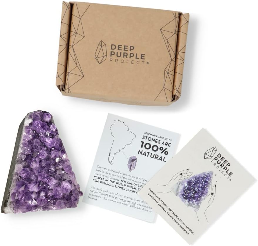 Deep Purple Project Natural Light Purple Real Amethyst Crystals Geodes from Uruguay (Medium 0.5 to 1 Lb or 227 gr to 454 gr)