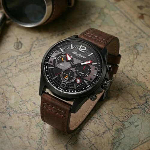 Image of Titan Octane Cred Analog with Black Dial Brown Leather Strap Watch for Men - 90238KL03